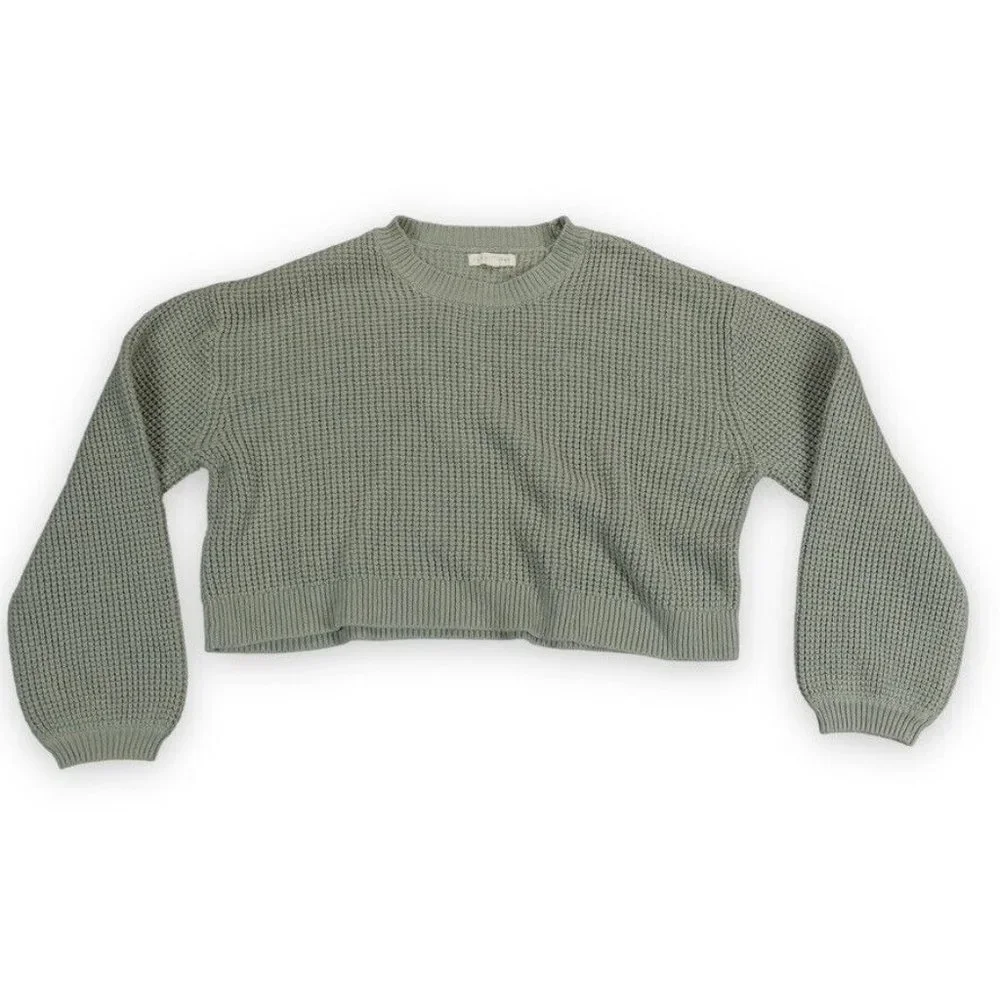 LA HEARTS Sweater Womens Extra Small Green Cropped Chunky‎ Ribbed Boho Chic Size